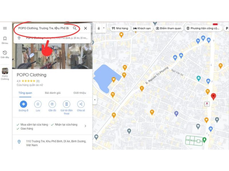Bước 1: Tìm kiếm địa điểm trên Google Maps
