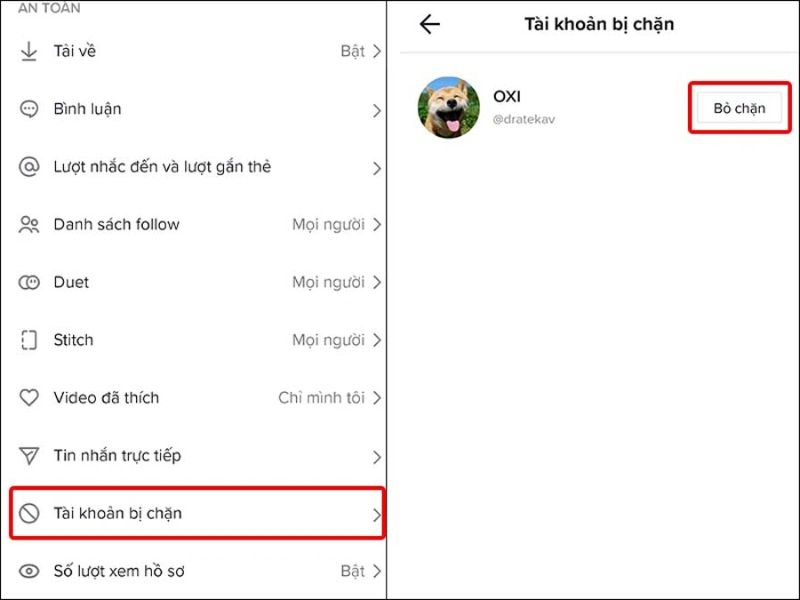Hướng Dẫn Cách Chặn Và Bỏ Chặn Tài Khoản Trên TikTok 11 Bước 3: Tìm tài khoản bạn muốn bỏ chặn và nhấn vào Bỏ chặn.