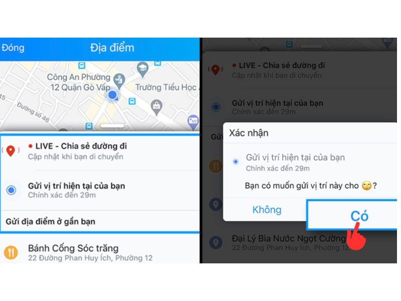 Bước 5: Gửi vị trí trên iphone